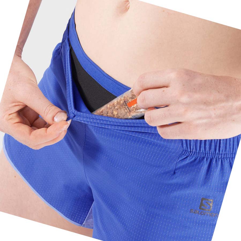 Salomon SENSE AERO 3'' Kurze Hose Damen Blau | XIAJSGT-81