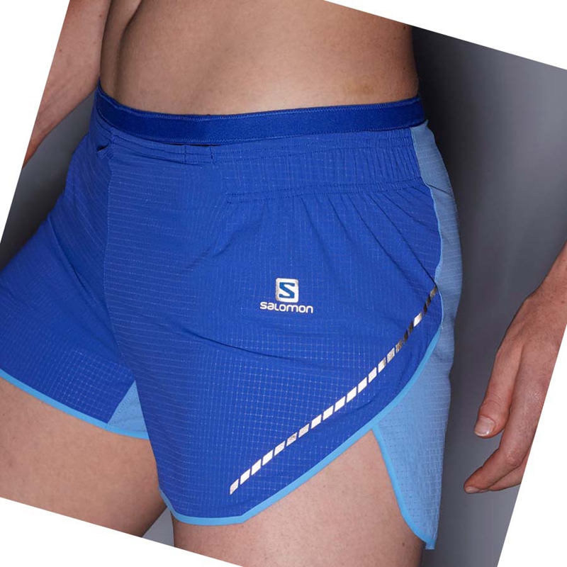 Salomon SENSE AERO 3'' Kurze Hose Damen Blau | XIAJSGT-81