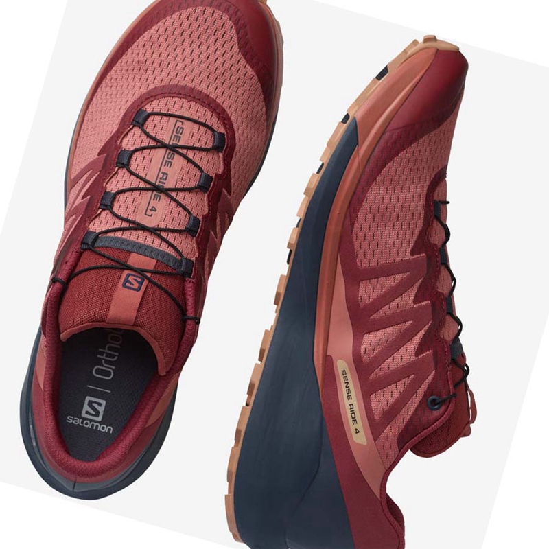 Salomon SENSE RIDE 4 Trailrunning Schuhe Damen Lila Orange | KLMNEJD-86