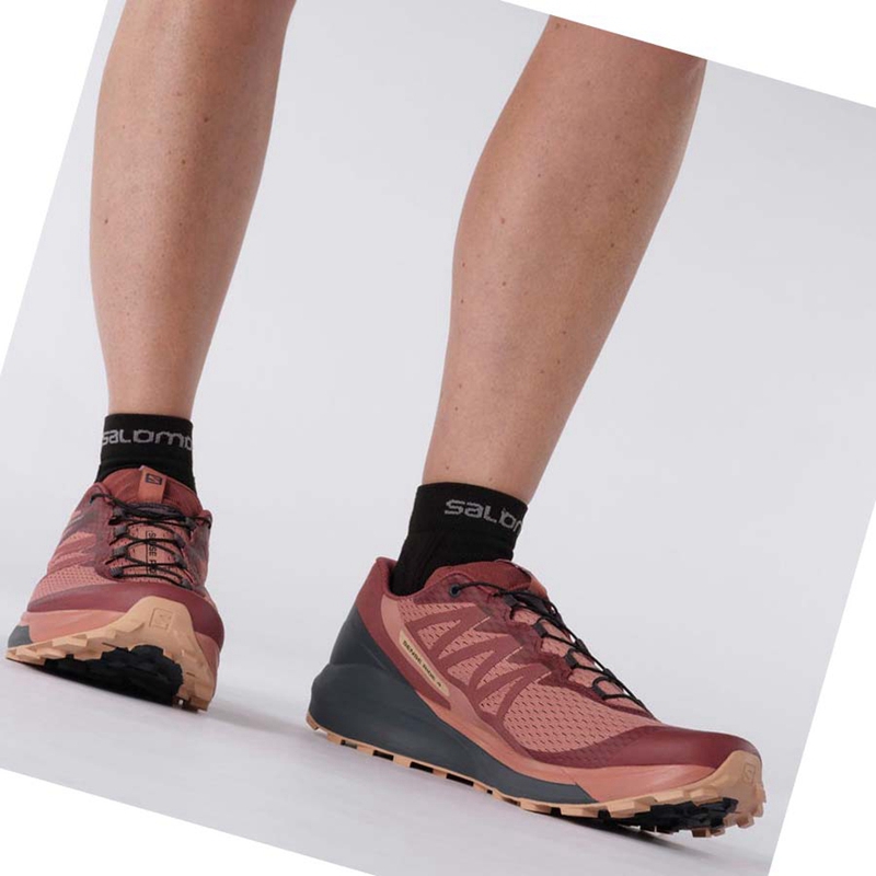 Salomon SENSE RIDE 4 Trailrunning Schuhe Damen Lila Orange | KLMNEJD-86