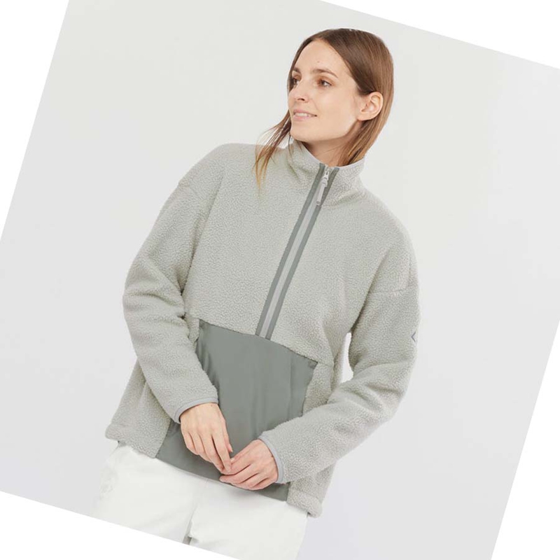 Salomon SNOWSHELTER TEDDY Hoodie Damen Grün | ECOATMN-83