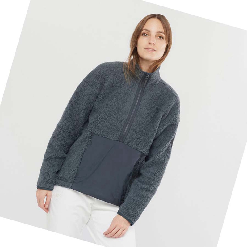 Salomon SNOWSHELTER TEDDY Hoodie Damen Schwarz | HSOTQEM-60