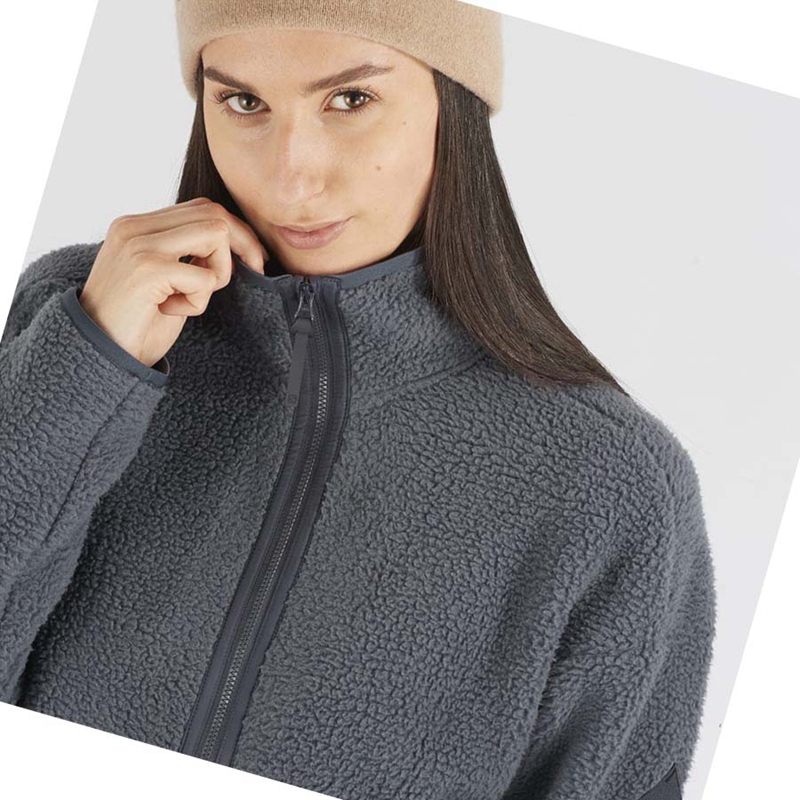 Salomon SNOWSHELTER TEDDY Hoodie Damen Schwarz | HSOTQEM-60