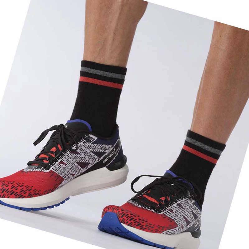 Salomon SONIC 5 BALANCE Laufschuhe Herren Rot Blau | YVRTCOH-34