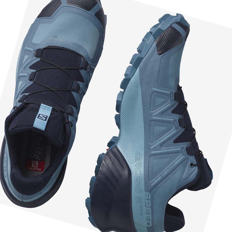 Salomon SPEEDCROSS 5 WIDE Trailrunning Schuhe Damen Blau | PIQMUJB-08