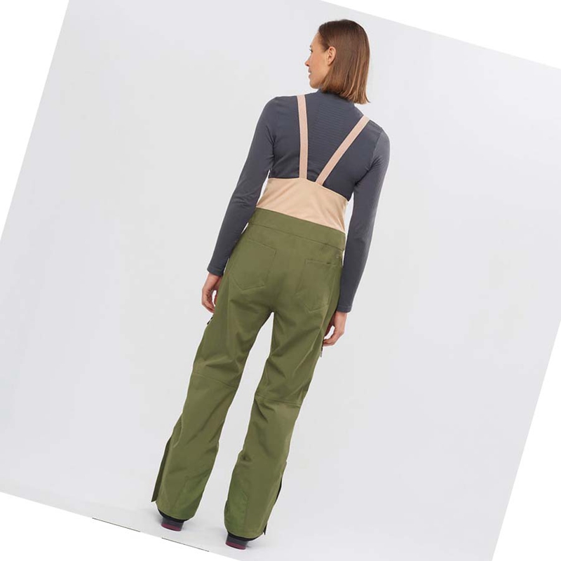 Salomon STANCE 3L BIB Ski Hosen Damen Olivgrün | LKXOFWI-92