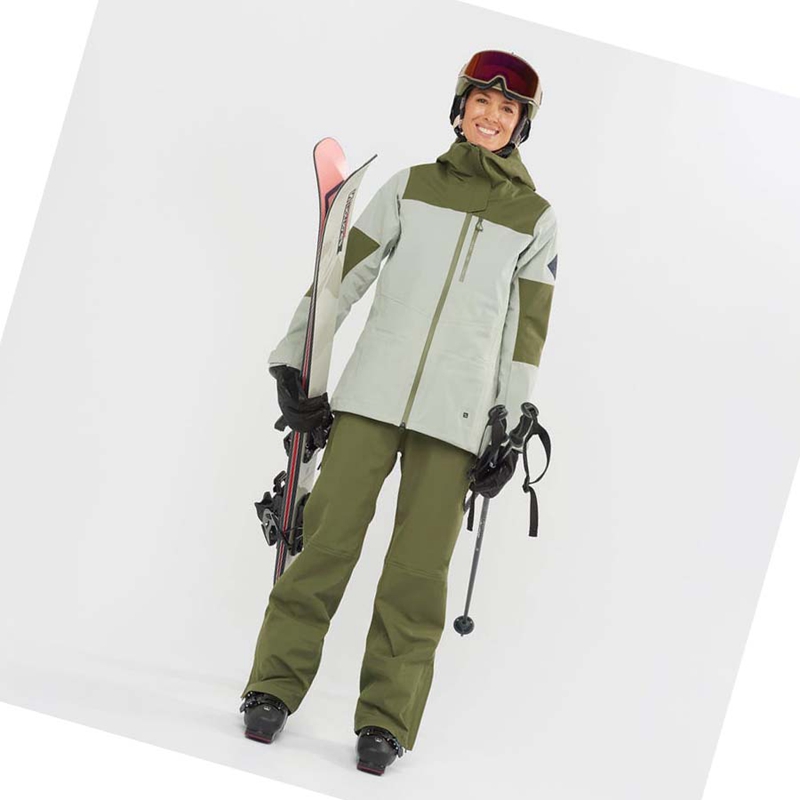 Salomon STANCE 3L BIB Ski Hosen Damen Olivgrün | LKXOFWI-92