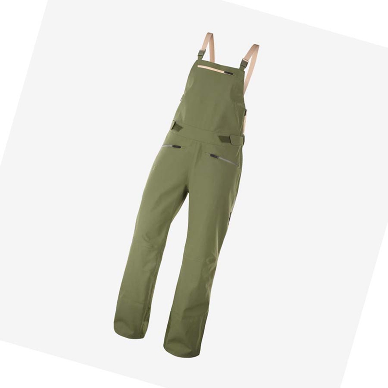 Salomon STANCE 3L BIB Ski Hosen Damen Olivgrün | LKXOFWI-92