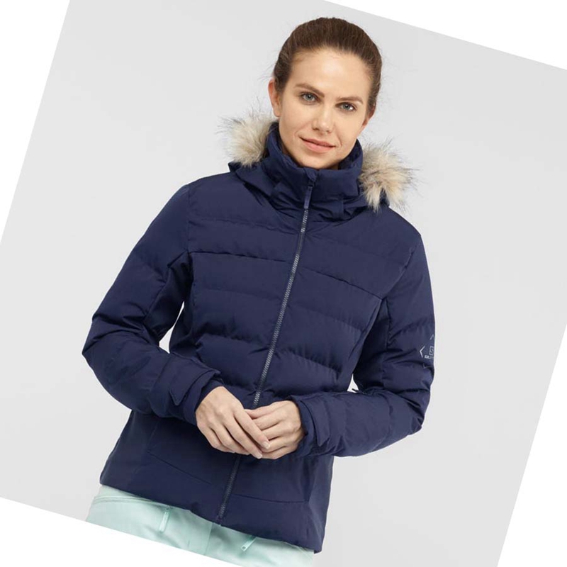 Salomon STORMCOZY Skijacken Damen Navy | ZIQLATS-36