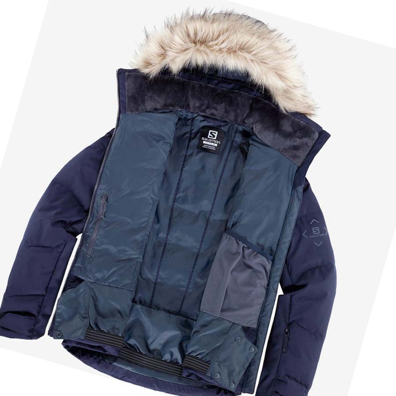 Salomon STORMCOZY Skijacken Damen Navy | ZIQLATS-36