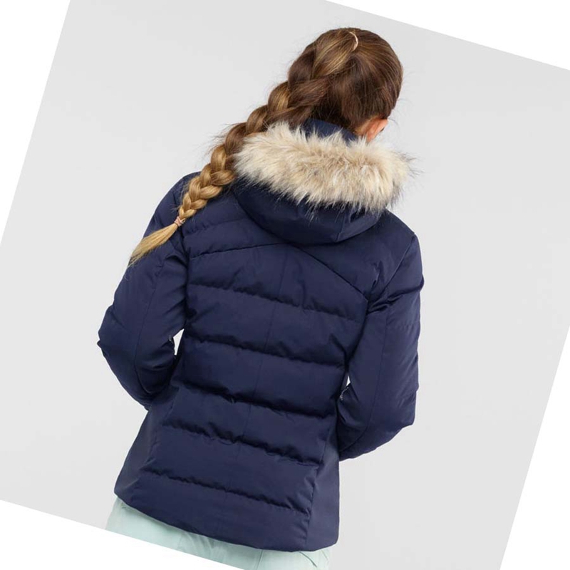 Salomon STORMCOZY Skijacken Damen Navy | ZIQLATS-36