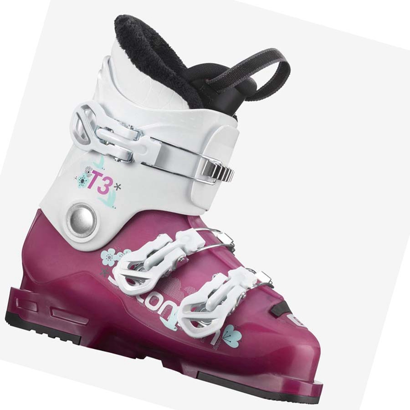 Salomon T3 RT GIRLY Skistiefel Kinder Lila Weiß | WVOTFUI-57