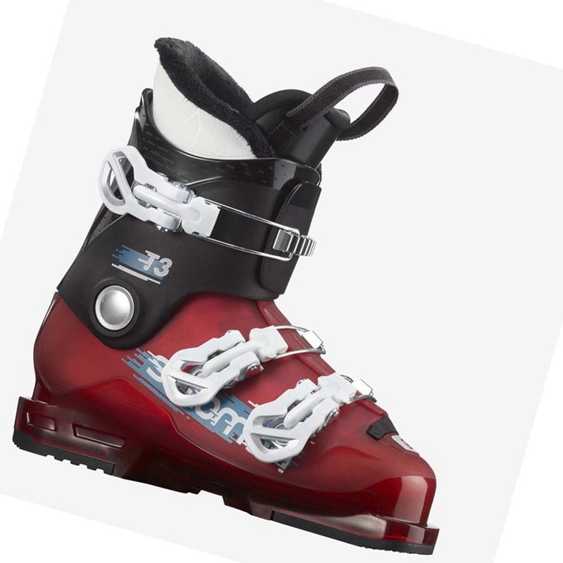 Salomon T3 RT Skistiefel Kinder Schwarz Rot Weiß | TPJGSVL-78