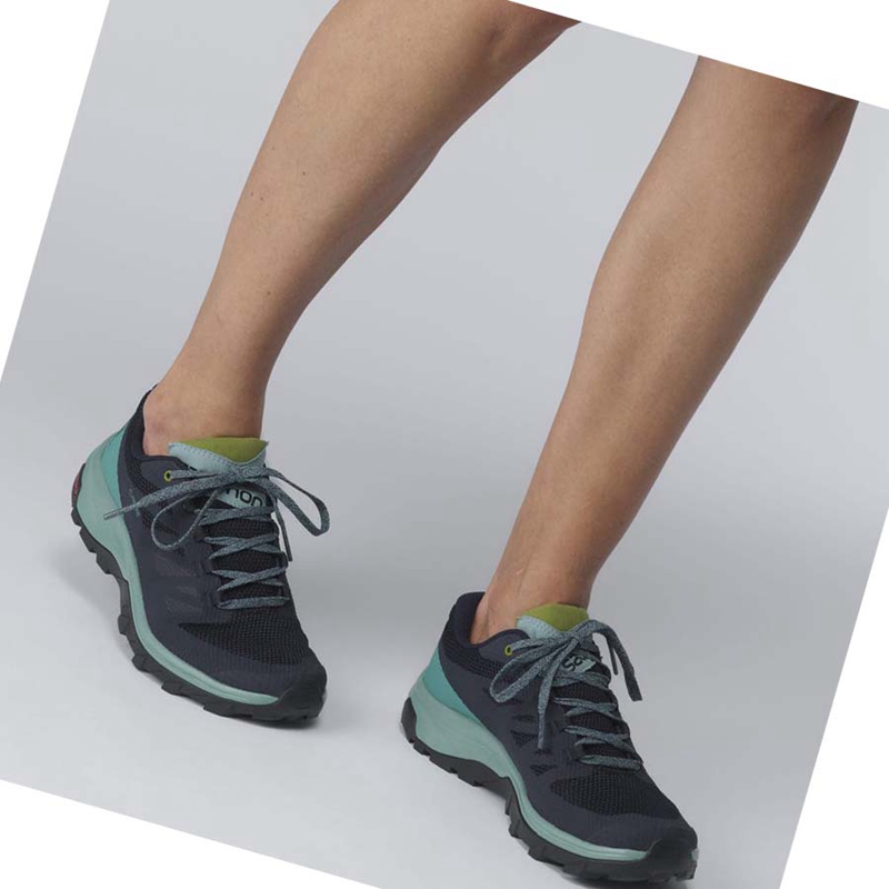 Salomon WoOUTLINE GORE-TEX Wanderschuhe Damen Schwarz Grün | BXYGIWC-95