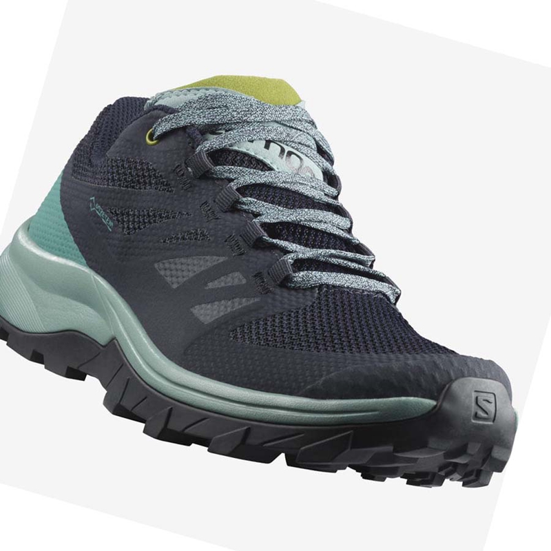 Salomon WoOUTLINE GORE-TEX Wanderschuhe Damen Schwarz Grün | BXYGIWC-95
