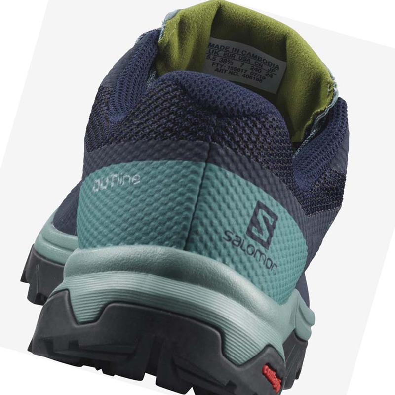 Salomon WoOUTLINE GORE-TEX Wanderschuhe Damen Schwarz Grün | BXYGIWC-95