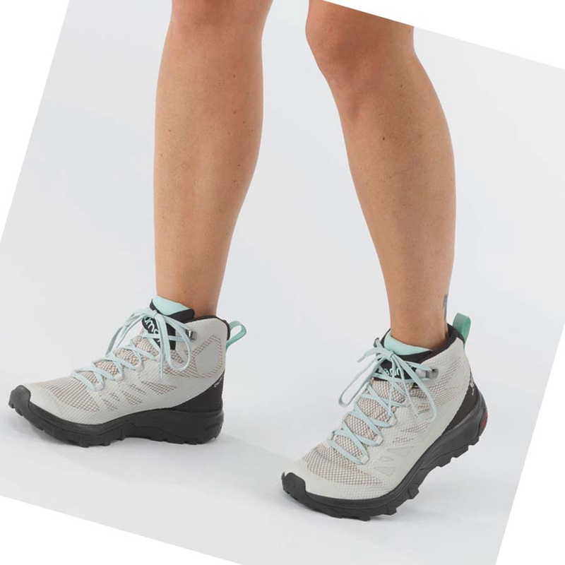 Salomon WoOUTLINE MID GORE-TEX Wanderschuhe Damen Beige | KPOSNTJ-85