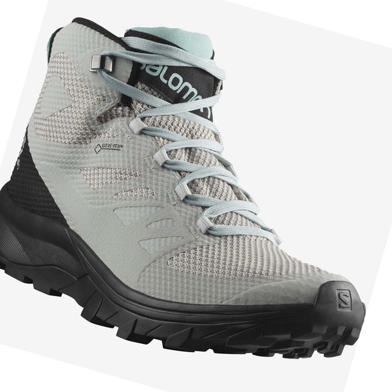Salomon WoOUTLINE MID GORE-TEX Wanderschuhe Damen Beige | KPOSNTJ-85