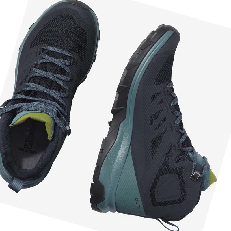 Salomon WoOUTLINE MID GORE-TEX Wanderschuhe Damen Schwarz Grün | RVEXCOB-15
