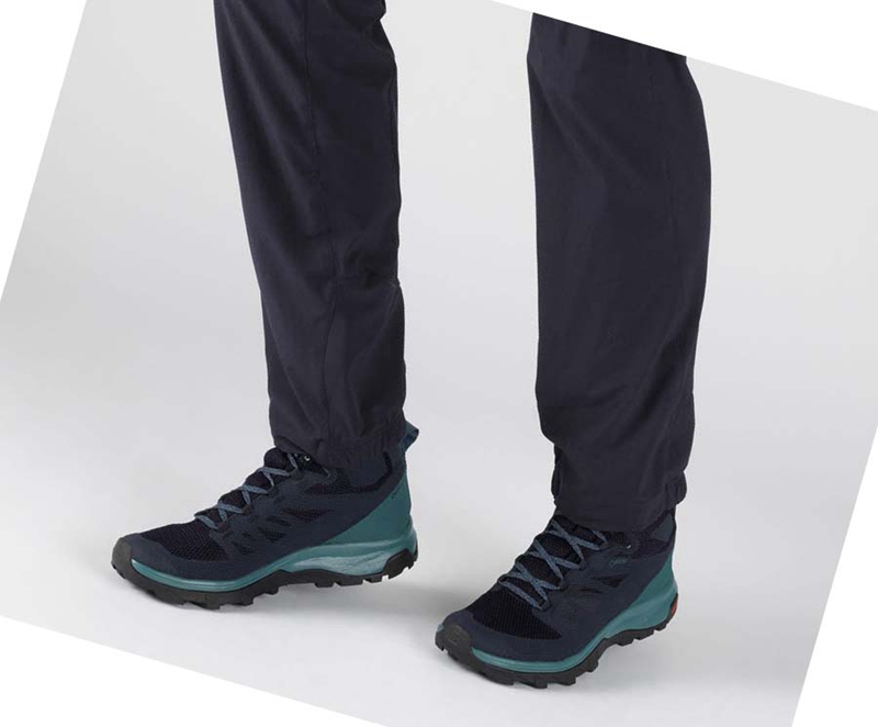 Salomon WoOUTLINE MID GORE-TEX Wanderschuhe Damen Schwarz Grün | RVEXCOB-15