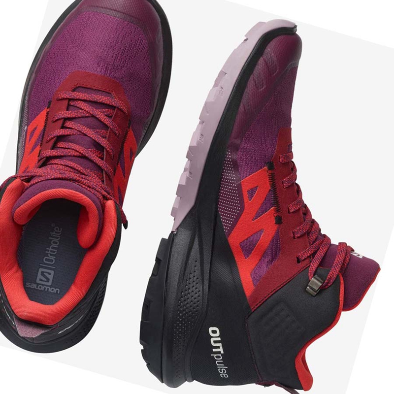 Salomon WoOUTPULSE MID GORE-TEX Wanderschuhe Damen Lila | BNRKOWC-78