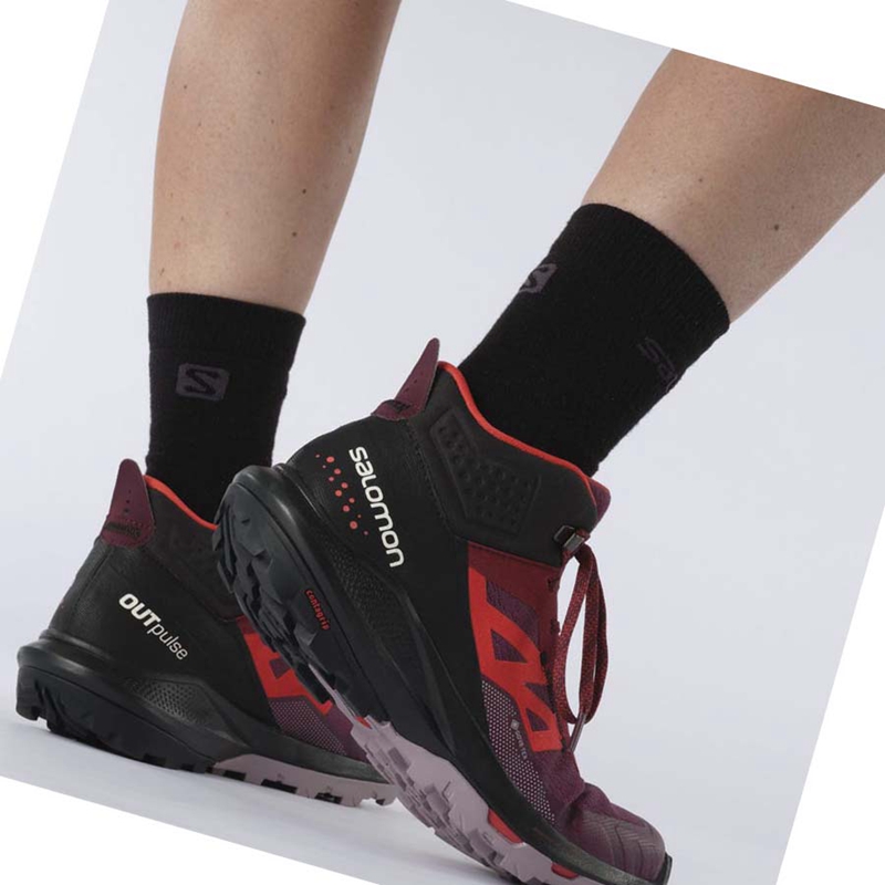 Salomon WoOUTPULSE MID GORE-TEX Wanderschuhe Damen Lila | BNRKOWC-78