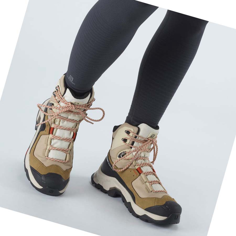 Salomon WoQUEST ELEMENT GORE-TEX Wanderschuhe Damen Braun | VIHJSYC-20