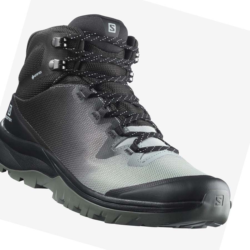 Salomon WoVAYA MID GORE-TEX Wanderschuhe Damen Schwarz Weiß | ORENSWY-27