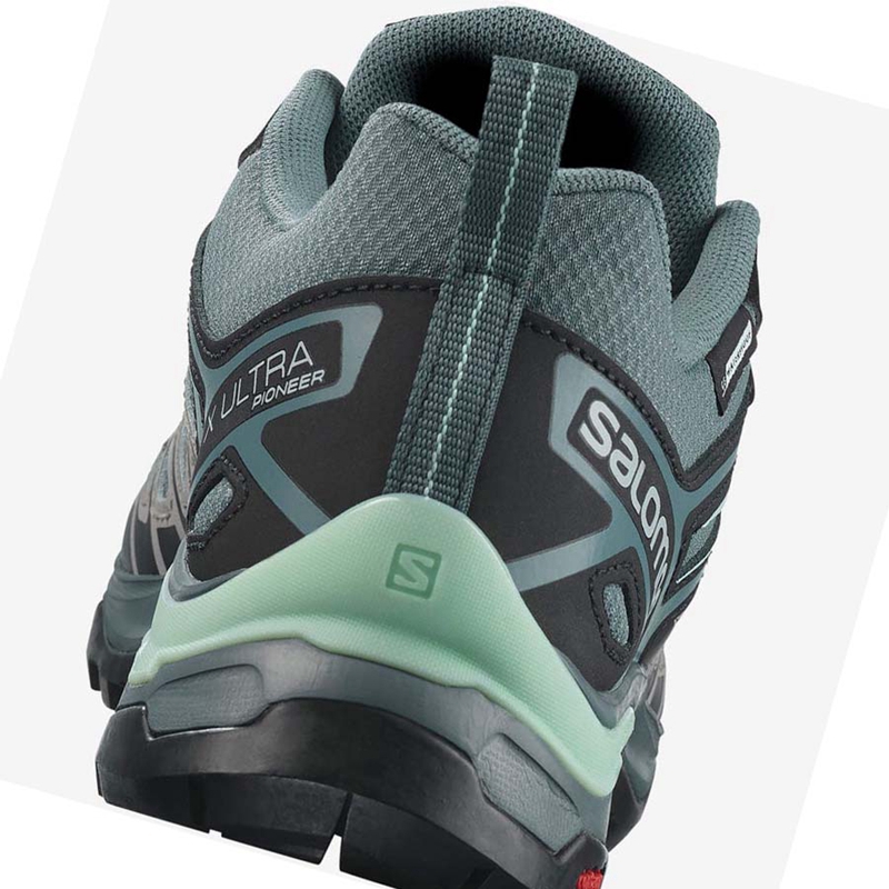 Salomon WoX ULTRA PIONEER CLIMASALOMON™ WATERPROOF Wanderschuhe Damen Grün | BUIOVJM-60