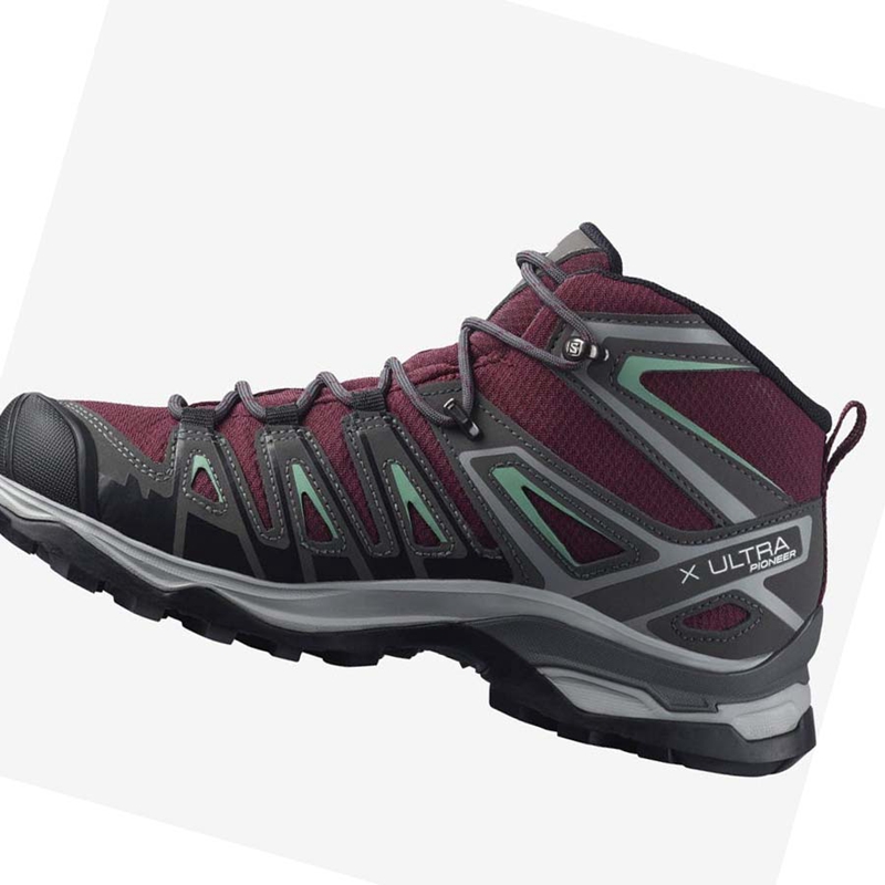 Salomon WoX ULTRA PIONEER MID CLIMASALOMON™ WATERPROOF Wanderschuhe Damen Rot | KPWTHUE-74