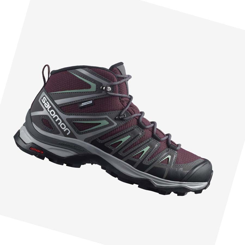 Salomon WoX ULTRA PIONEER MID CLIMASALOMON™ WATERPROOF Wanderschuhe Damen Rot | KPWTHUE-74