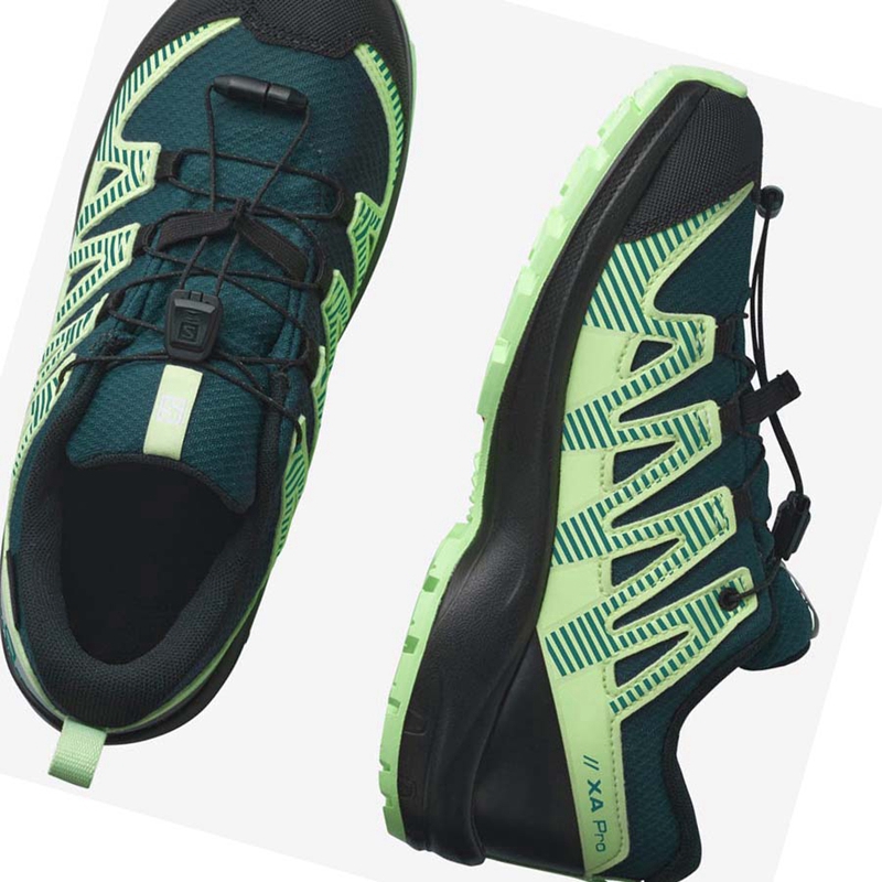 Salomon XA PRO V8 CLIMASALOMON™ WATERPROOF Trailrunning Schuhe Kinder Grün | ILVZQUP-85