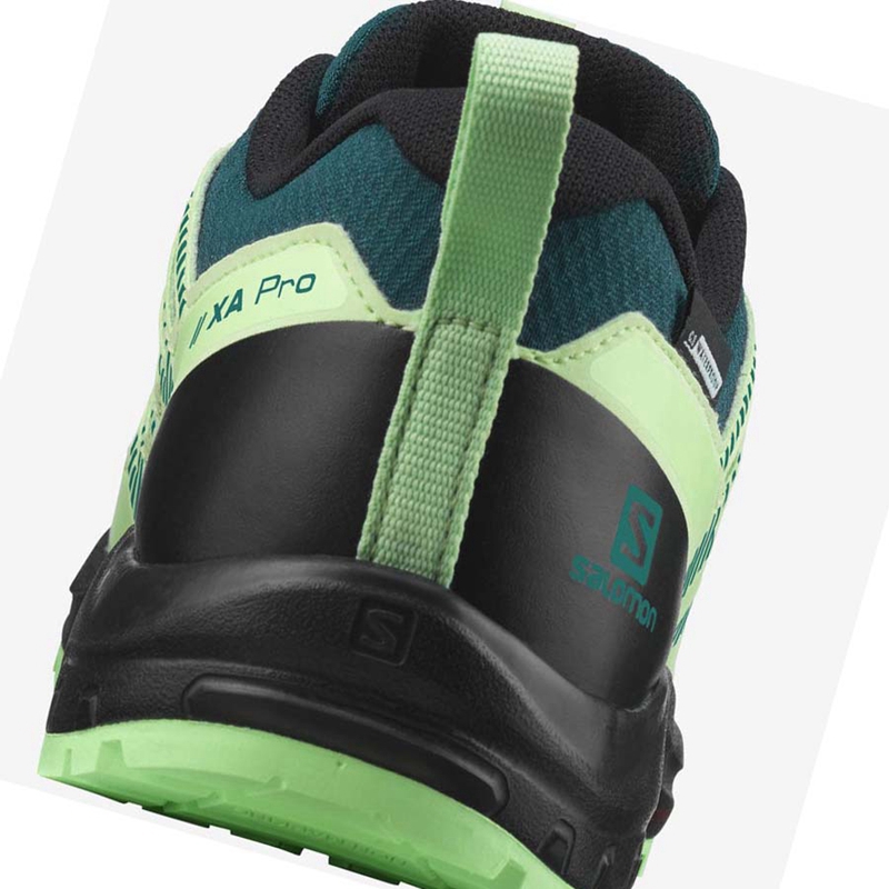 Salomon XA PRO V8 CLIMASALOMON™ WATERPROOF Trailrunning Schuhe Kinder Grün | ILVZQUP-85