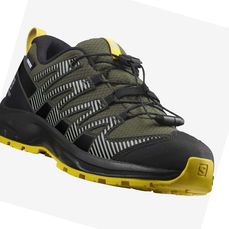 Salomon XA PRO V8 CLIMASALOMON™ WATERPROOF Trailrunning Schuhe Kinder Olivgrün | PEXNWZY-62
