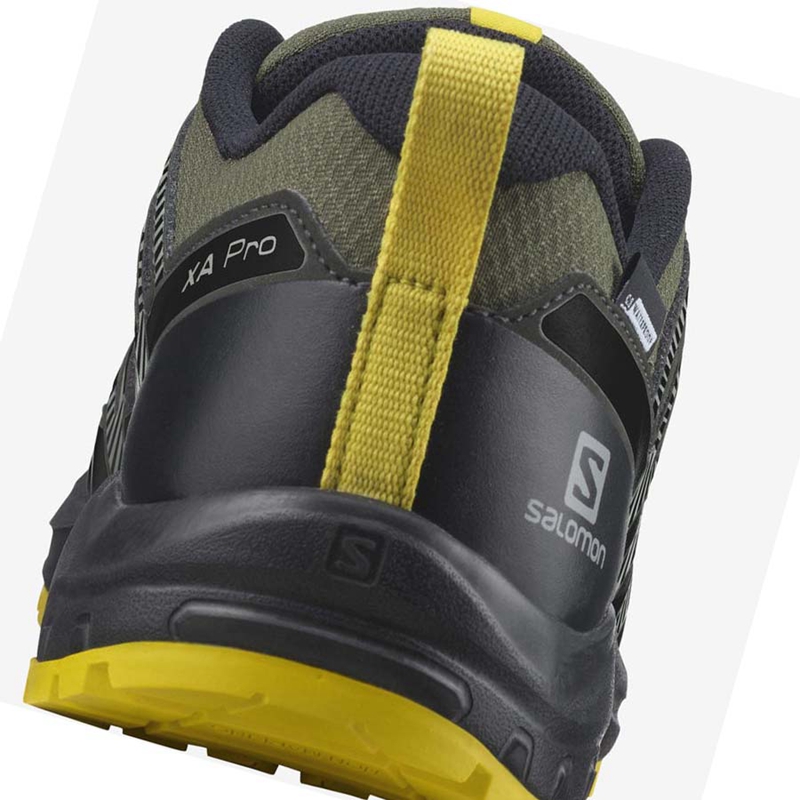 Salomon XA PRO V8 CLIMASALOMON™ WATERPROOF Trailrunning Schuhe Kinder Olivgrün | PEXNWZY-62