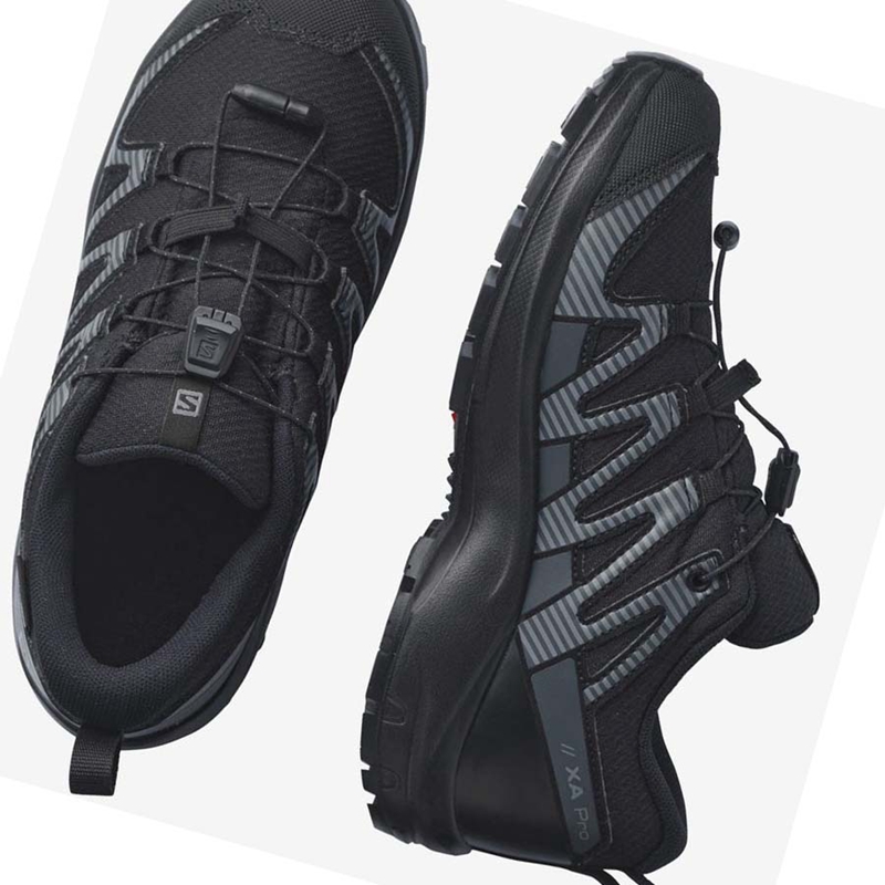 Salomon XA PRO V8 CLIMASALOMON™ WATERPROOF Trailrunning Schuhe Kinder Schwarz | YZNABFM-10