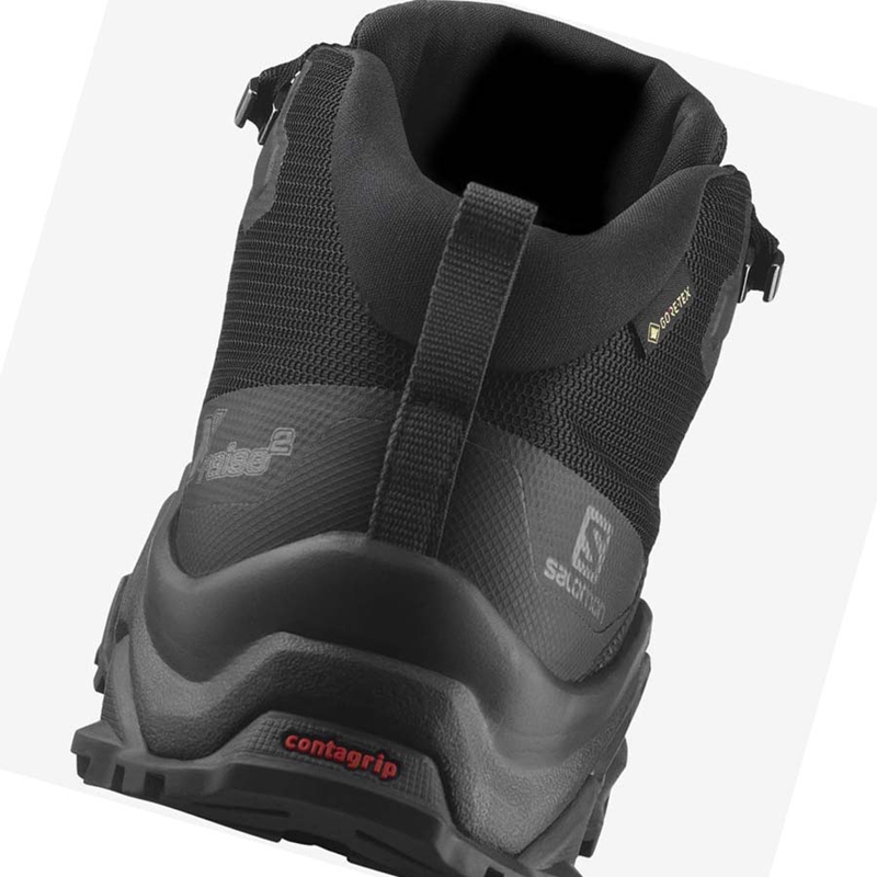 Salomon X RAISE 2 MID GORE-TEX Wanderschuhe Herren Grau Schwarz | OUGHVSE-10