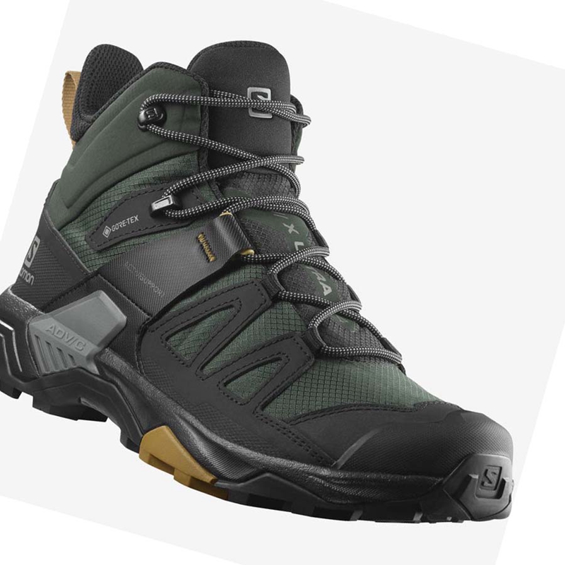 Salomon X ULTRA 4 MID GORE-TEX Wanderschuhe Herren Grün Schwarz | PXGYVQC-48