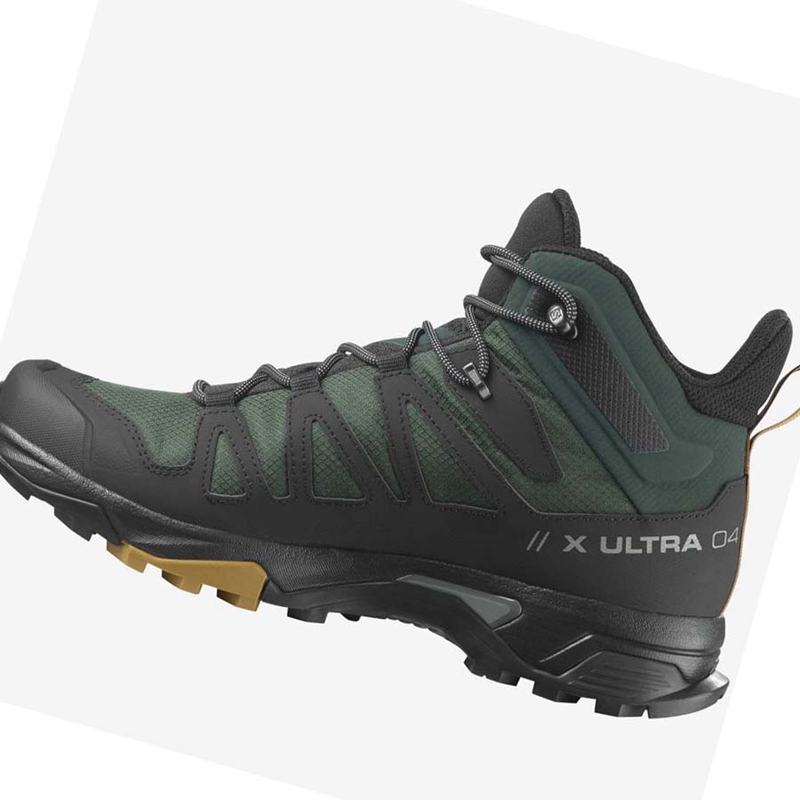 Salomon X ULTRA 4 MID GORE-TEX Wanderschuhe Herren Grün Schwarz | PXGYVQC-48
