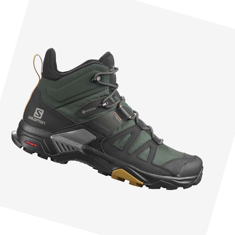 Salomon X ULTRA 4 MID GORE-TEX Wanderschuhe Herren Grün Schwarz | PXGYVQC-48