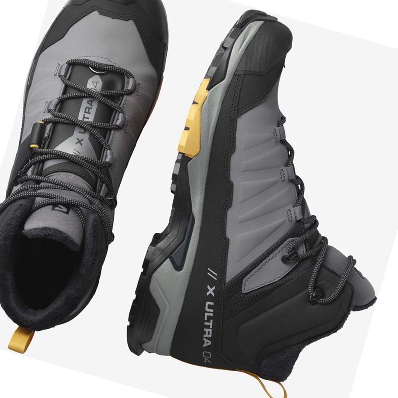 Salomon X ULTRA 4 MID WINTER THINSULATE™ CLIMASALOMON™ Winterstiefel Herren Schwarz Grau | AGKUFLV-21