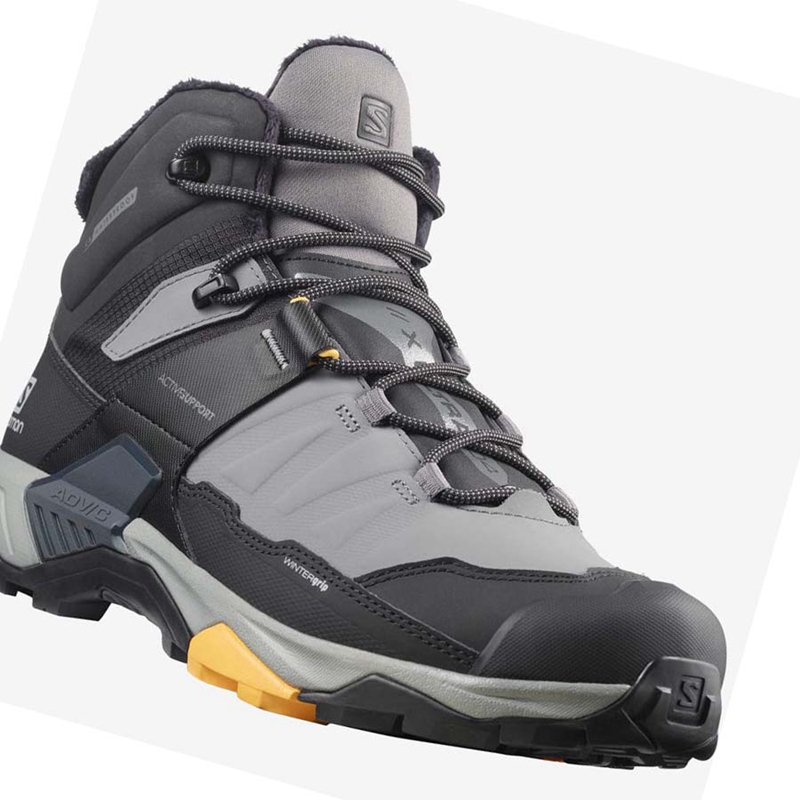 Salomon X ULTRA 4 MID WINTER THINSULATE™ CLIMASALOMON™ Winterstiefel Herren Schwarz Grau | AGKUFLV-21
