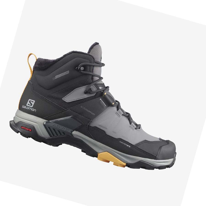 Salomon X ULTRA 4 MID WINTER THINSULATE™ CLIMASALOMON™ Winterstiefel Herren Schwarz Grau | AGKUFLV-21