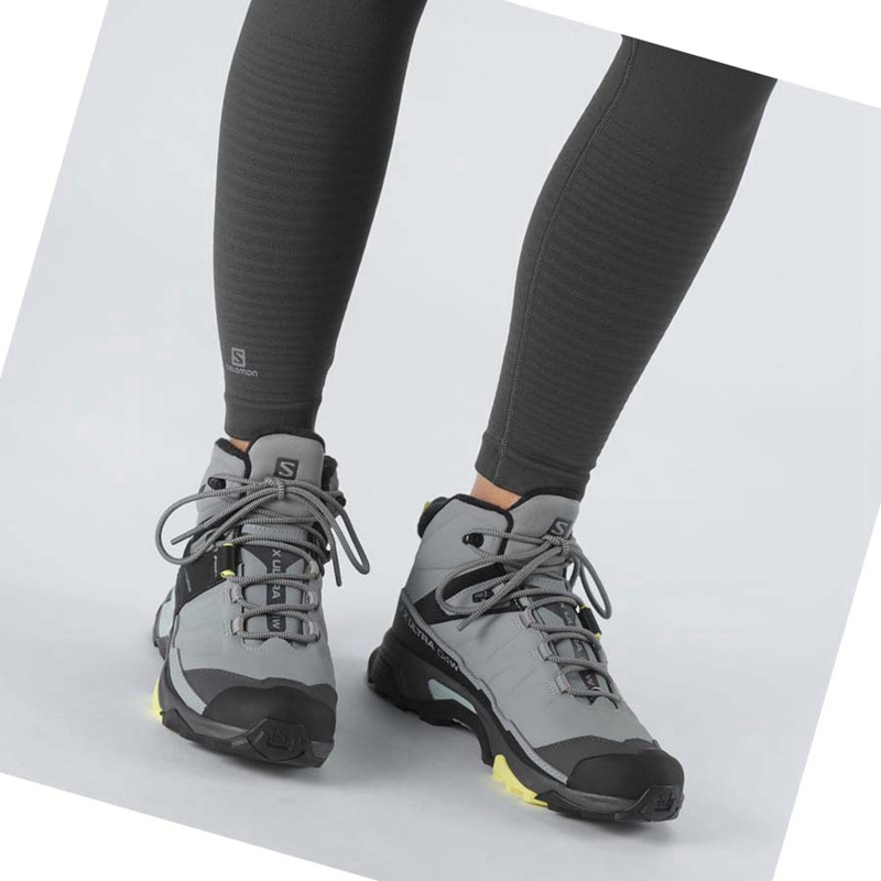 Salomon X ULTRA 4 MID WINTER THINSULATE™ CLIMASALOMON™ Winterstiefel Damen Grau | HQZYWET-65