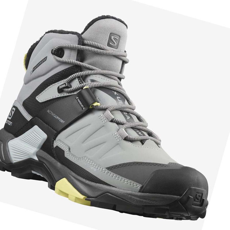 Salomon X ULTRA 4 MID WINTER THINSULATE™ CLIMASALOMON™ Winterstiefel Damen Grau | HQZYWET-65