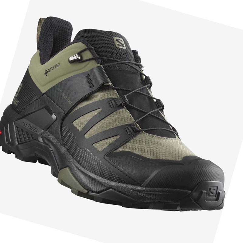 Salomon X ULTRA 4 WIDE GORE-TEX Wanderschuhe Herren Olivgrün Schwarz | YKTHBDN-93