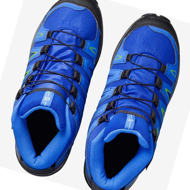 Salomon X-ULTRA MID GORE-TEX GTX Wanderschuhe Kinder Blau | EGBADLY-53
