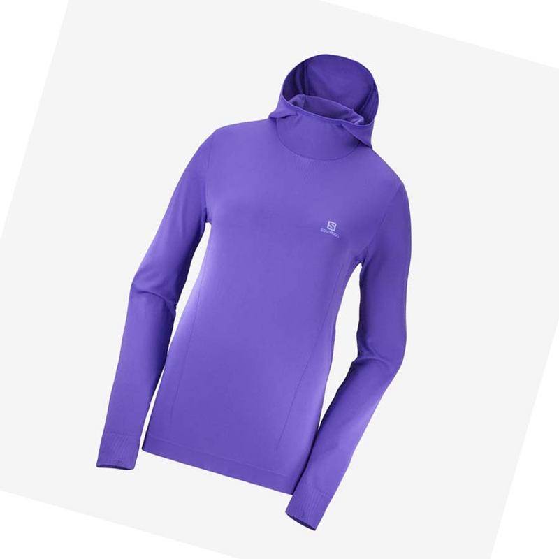 Salomon ESSENTIAL SEAMLESS Hoodie Damen Lila | MJSDIVA-36