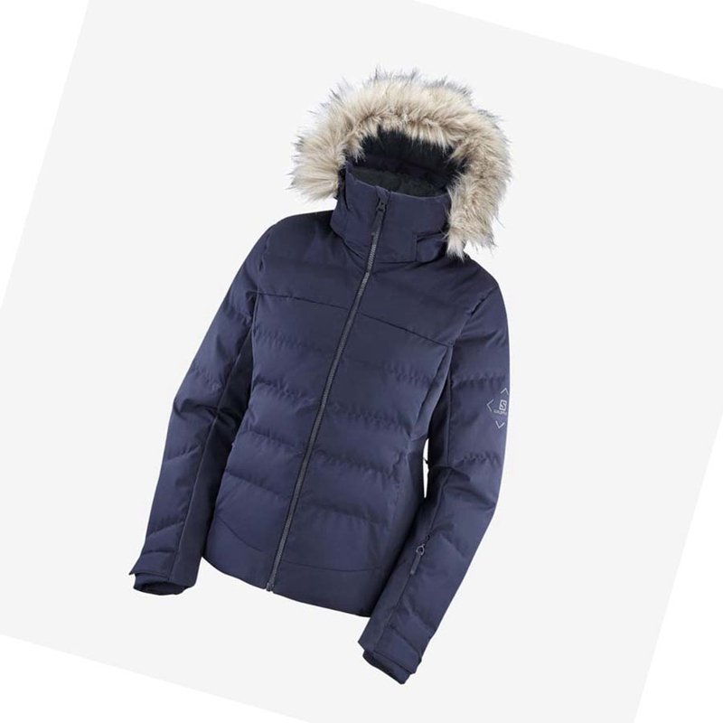 Salomon STORMCOZY Skijacken Damen Navy | ZIQLATS-36