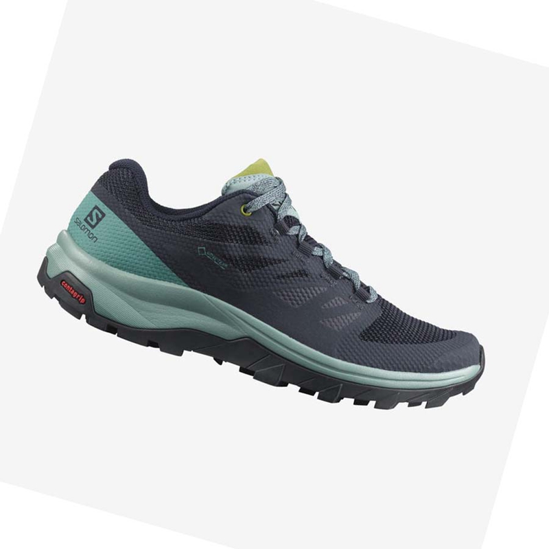 Salomon WoOUTLINE GORE-TEX Wanderschuhe Damen Schwarz Grün | BXYGIWC-95